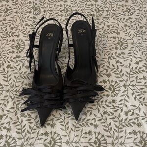 Zara Women's Black Pointed Slingback Heels